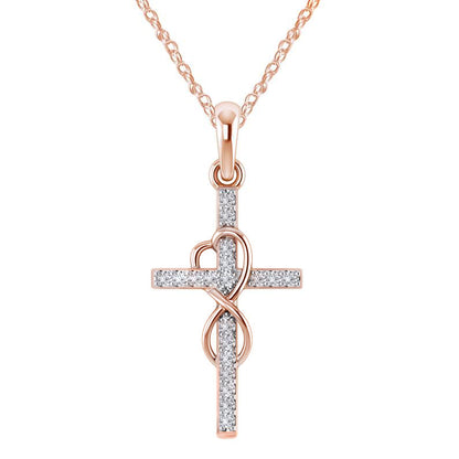 Rhinestone Cross Pendant Necklace (photo 3)