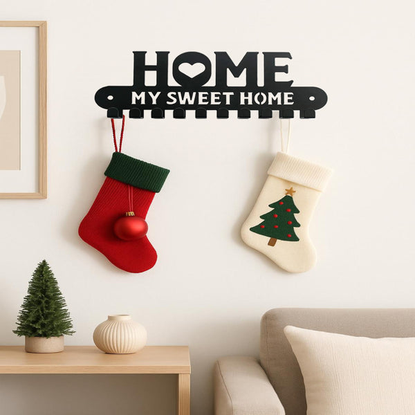 2-in-1 Halloween and Christmas Wall Key Holder with Iron Hooks