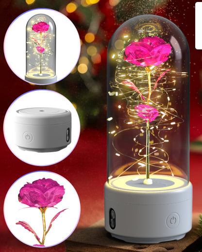 Preserved Rose LED Light and Bluetooth Speaker in Glass Dome (photo 20)