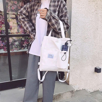 Canvas Backpack Tote with Pockets (photo 5)