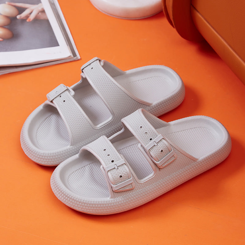 Platform Slide Sandals with Double Buckle, EVA – Gray