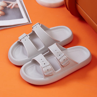 Platform Slide Sandals with Double Buckle, EVA – Gray
