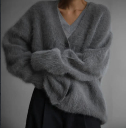 Women's Loose V-Neck Button Knit Cardigan (photo 13)