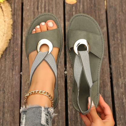 Women's Open-Toe Wedge Sandals with Elastic Strap (photo 8)