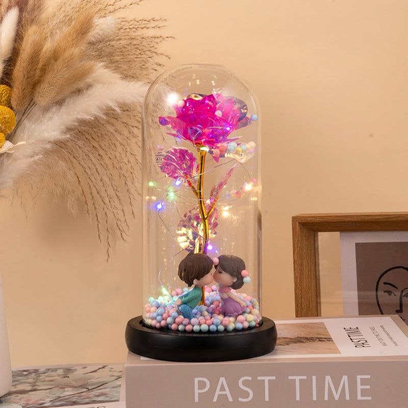 Foil Rose LED Light in Glass Dome, 22 x 11 cm (photo 9)