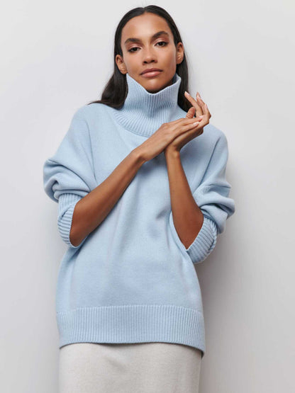 Women's Solid Turtleneck Pullover Sweater (photo 10)