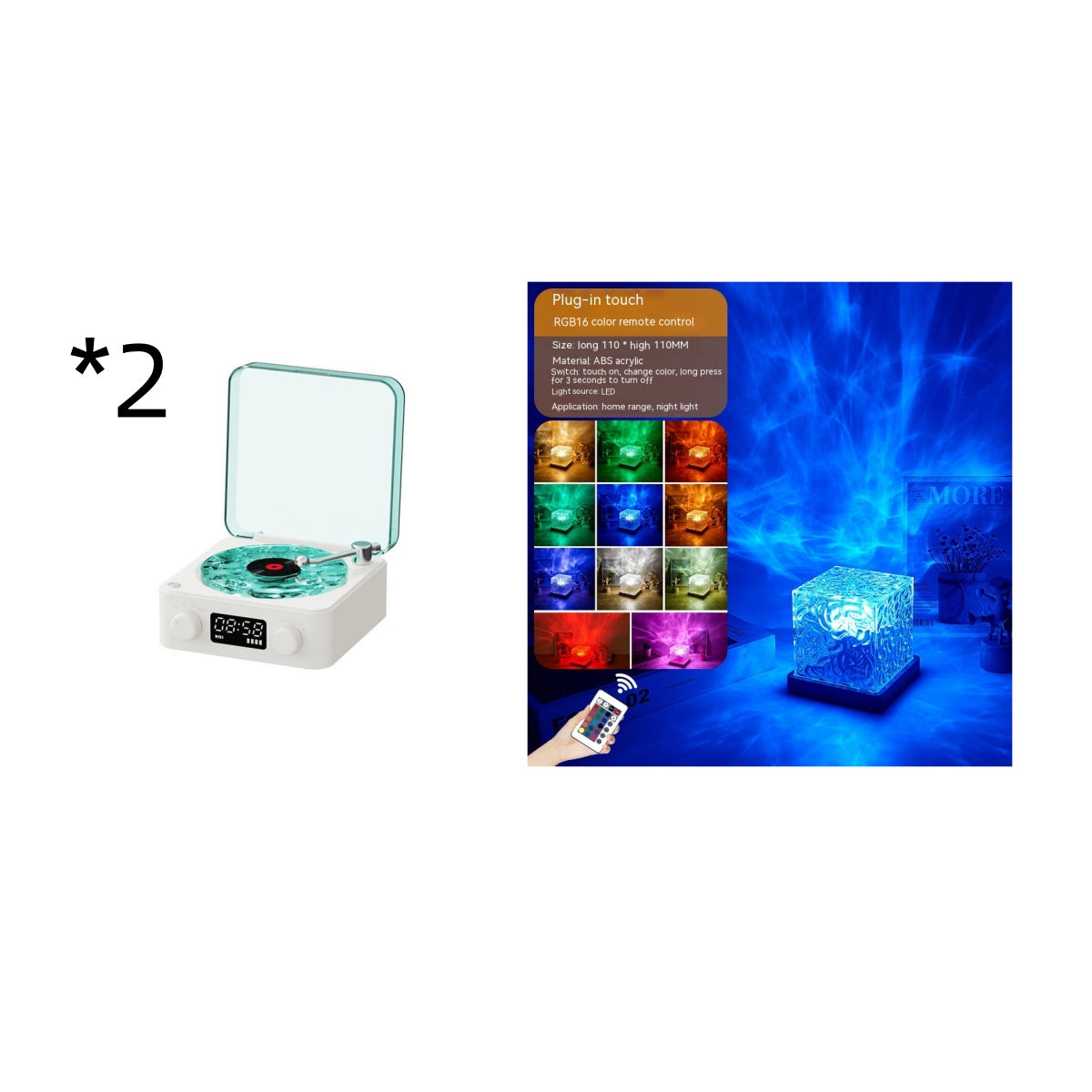 Retro Turntable-Style Bluetooth Speaker with Nature Sounds and Light (photo 21)