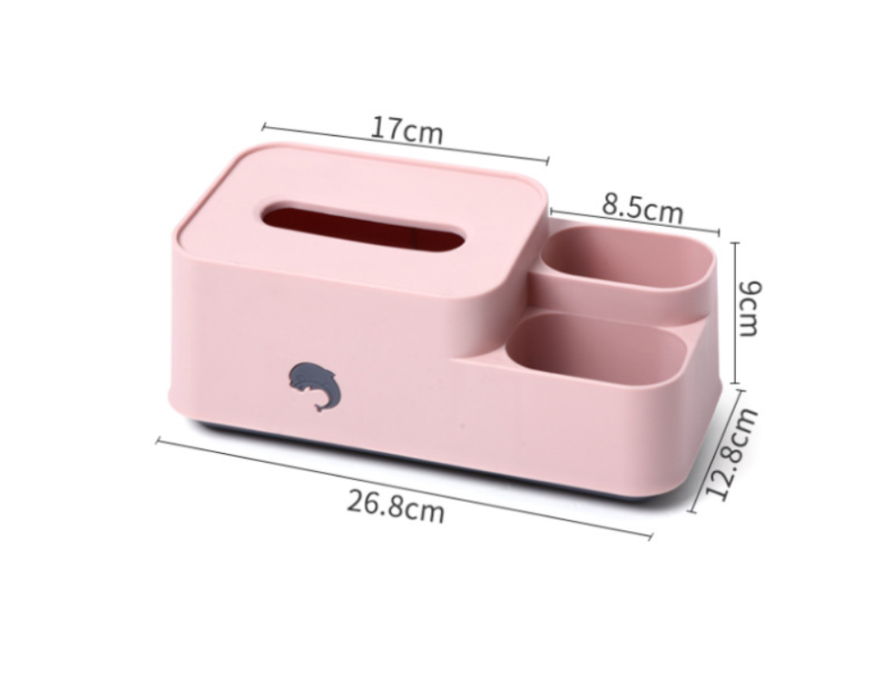 Desktop Tissue Box Holder with Side Compartments (photo 4)
