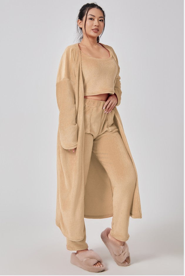 Women's 3-Piece Knit Lounge Set: Crop Top, Wide-Leg Pants and Cardigan (photo 18)