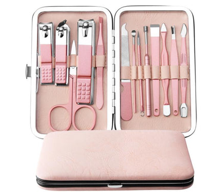 Stainless Steel Manicure Set with Pink Case - 13 Pieces (photo 2)