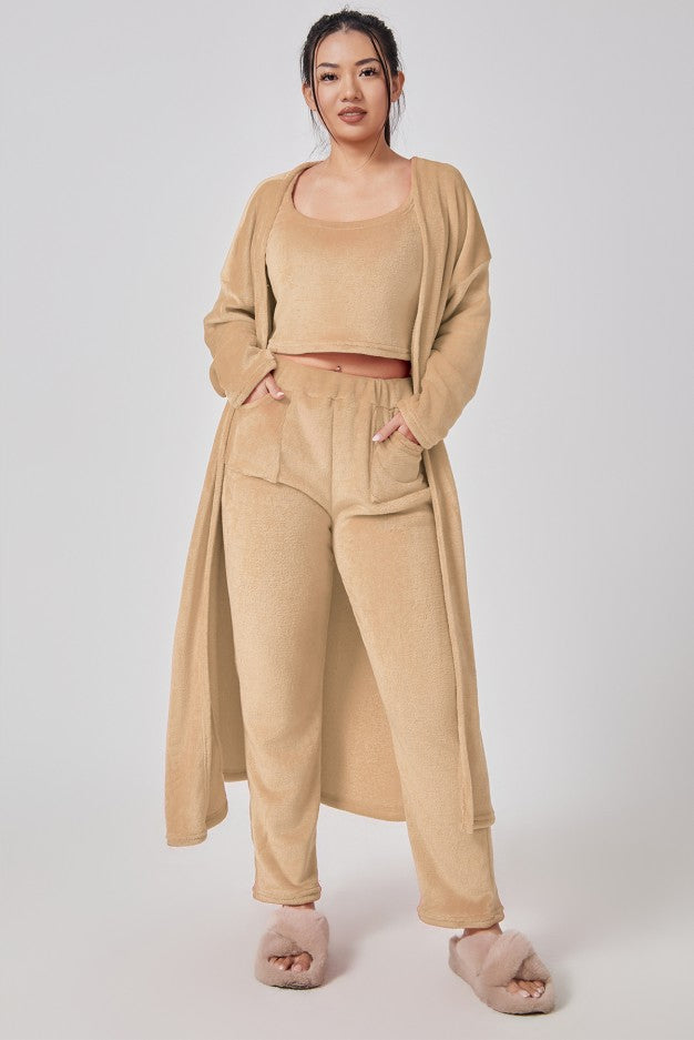 Women's 3-Piece Knit Lounge Set: Crop Top, Wide-Leg Pants and Cardigan (photo 17)