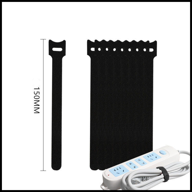 Reusable Hook-and-Loop Cable Ties - Black (photo 1)