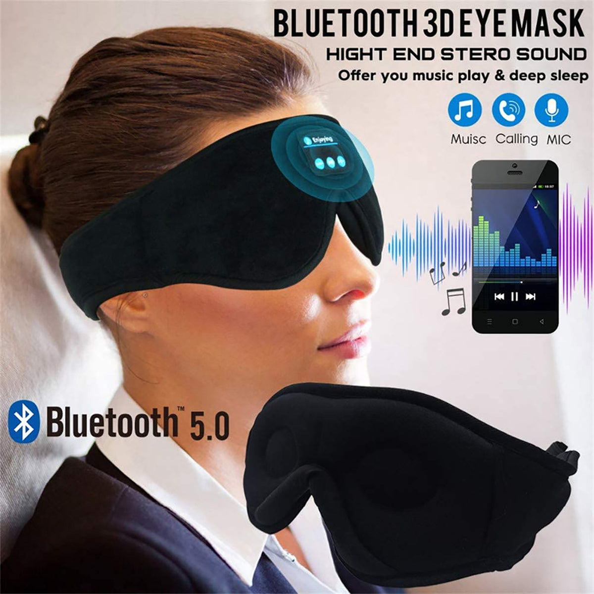 Bluetooth Sleep Mask with Built-In Headphones