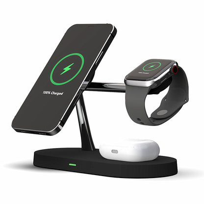 5-in-1 Magnetic Wireless Charging Stand with Night Light – Black