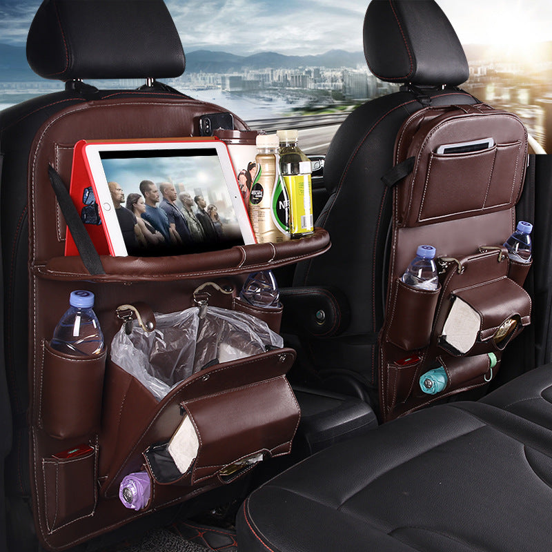 PU Leather Car Seat Back Organizer with Tissue Box