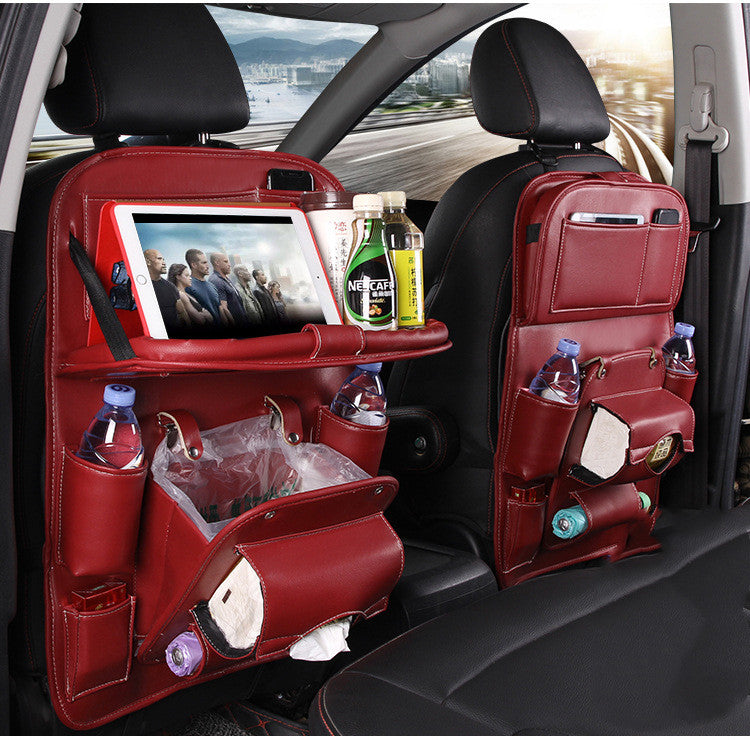 PU Leather Car Seat Back Organizer with Tissue Box (photo 2)