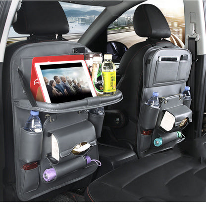 PU Leather Car Seat Back Organizer with Tissue Box (photo 3)