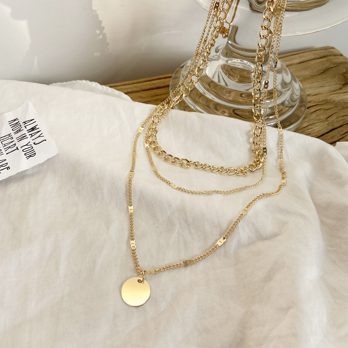 Women's Layered Disc Pendant Necklace (photo 2)