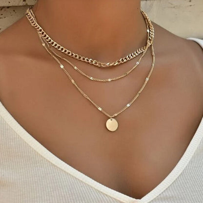 Women's Layered Disc Pendant Necklace (photo 6)