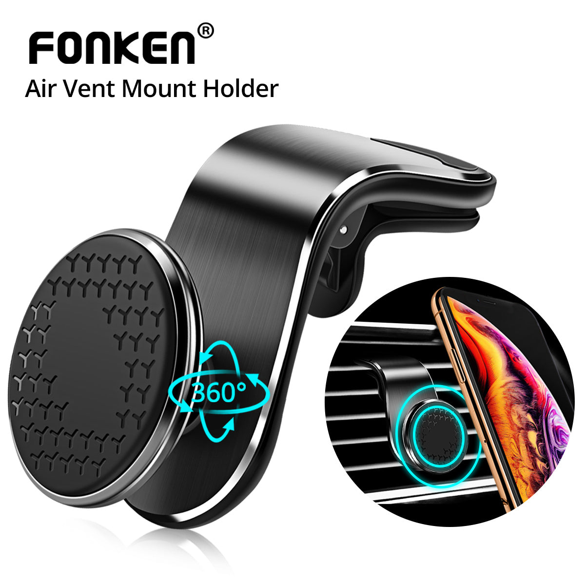Magnetic Car Air Vent Phone Mount, 360° Rotation (photo 3)