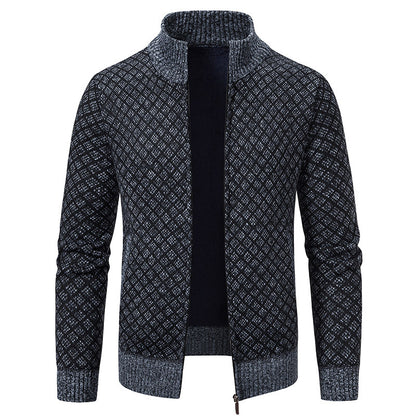 Men's Plaid Knit Zip-Up Cardigan Sweater (photo 5)