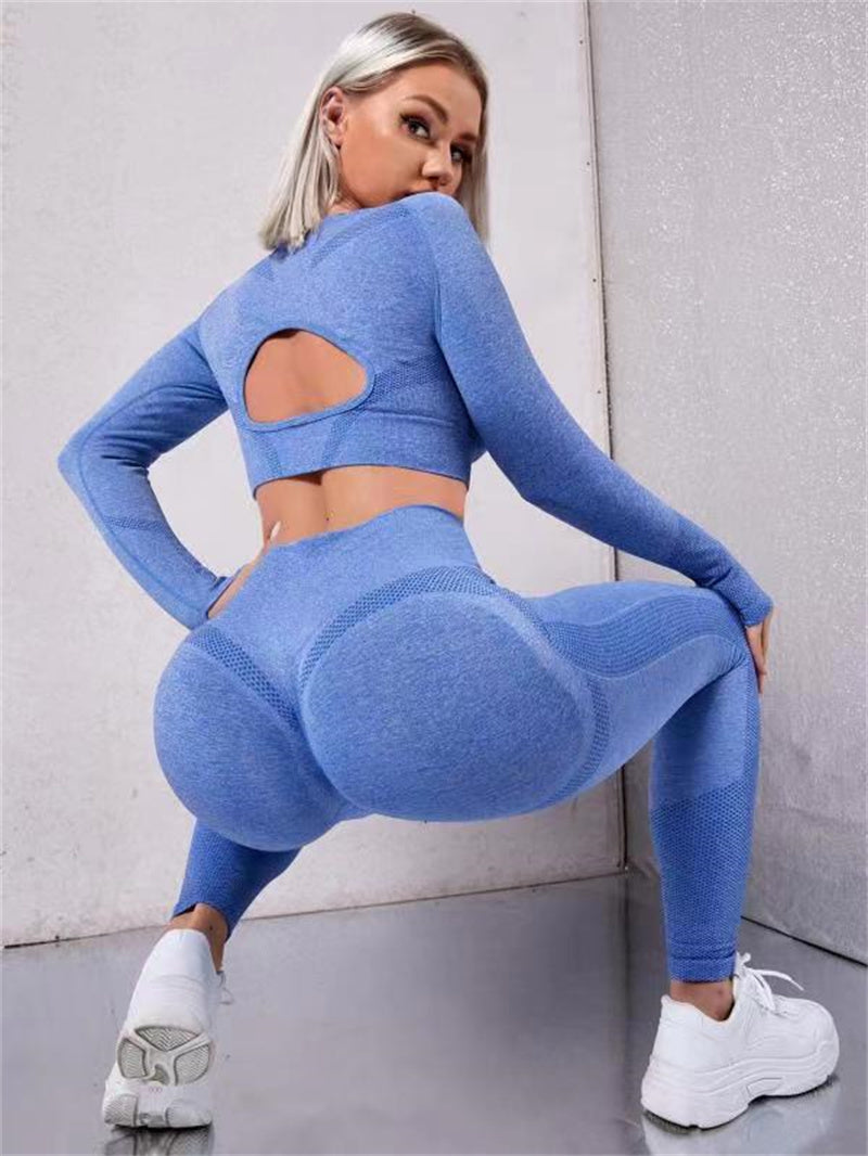 Women's 2-Piece Long-Sleeve Cut-Out Top and Leggings Set (photo 10)