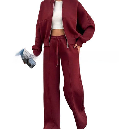 Women's Zip Jacket and Wide-Leg Pants Sports Set (photo 13)