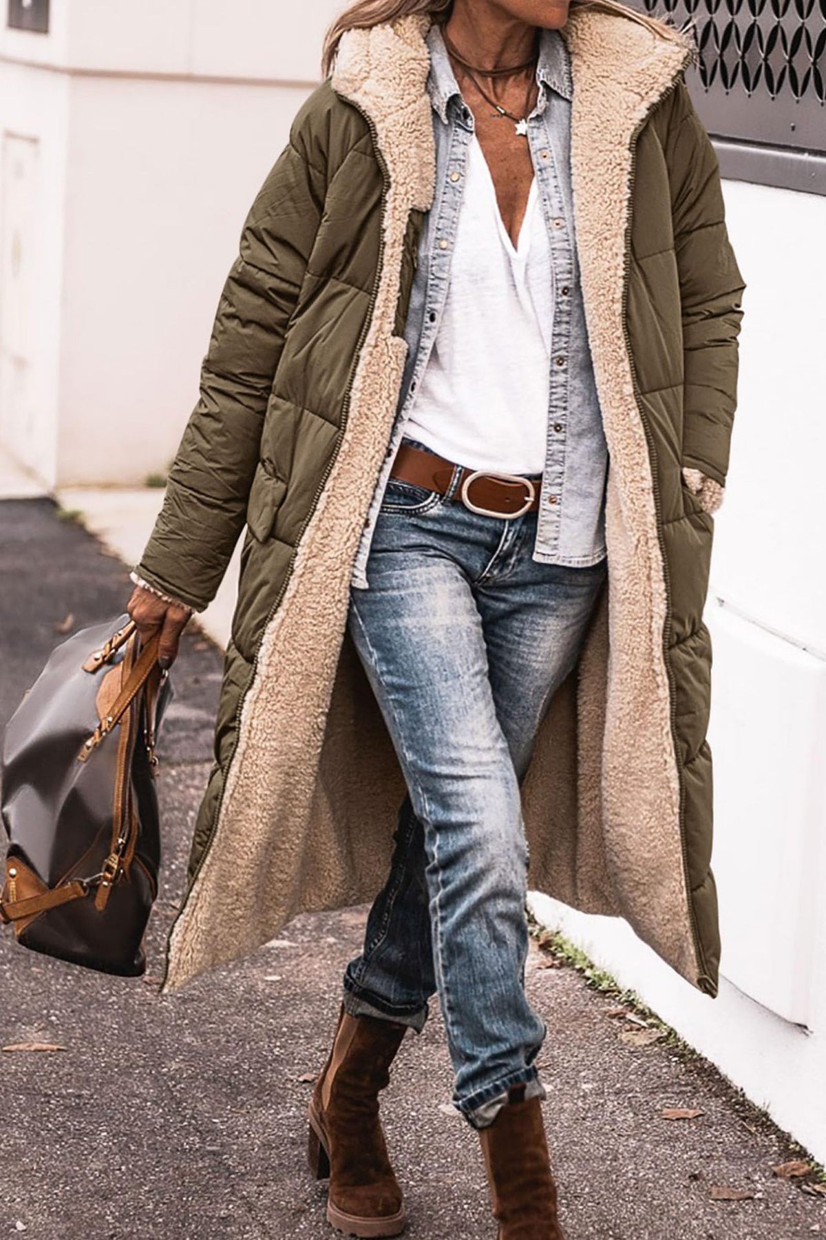 Women's Reversible Hooded Long Coat (photo 11)