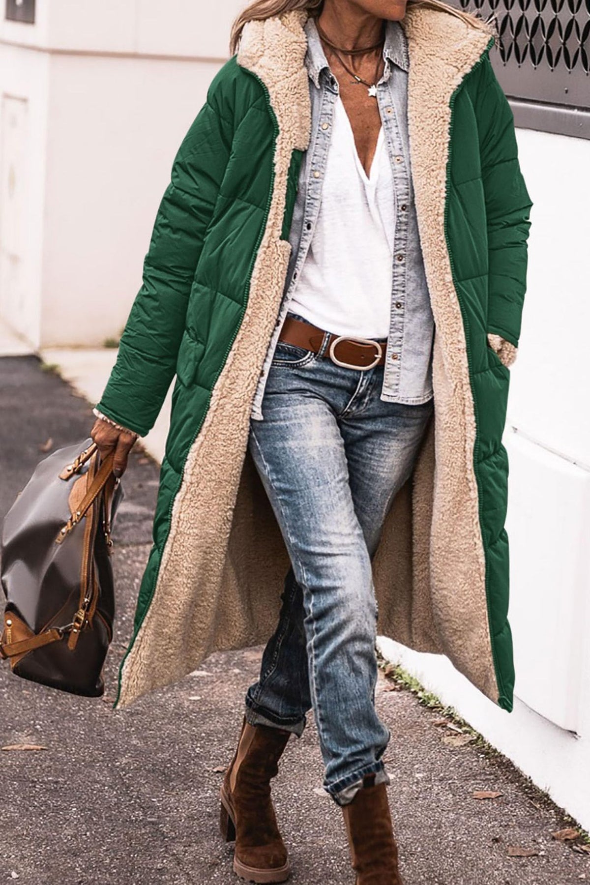 Women's Reversible Hooded Long Coat (photo 15)