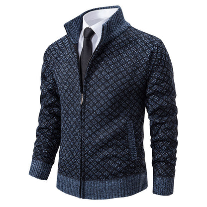 Men's Plaid Knit Zip-Up Cardigan Sweater (photo 9)