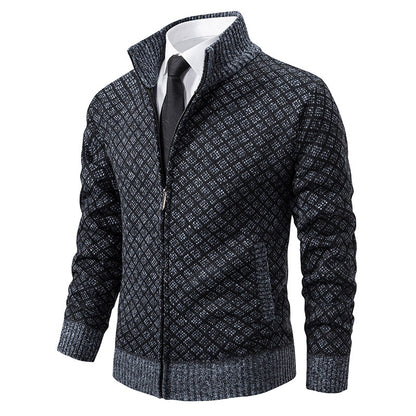 Men's Plaid Knit Zip-Up Cardigan Sweater (photo 10)