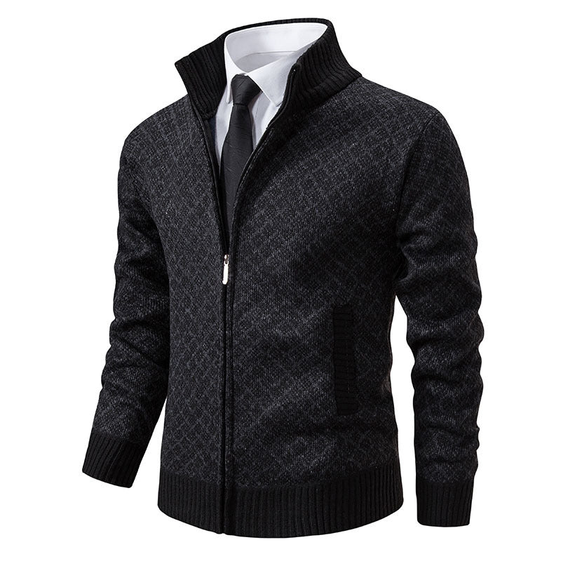 Men's Plaid Knit Zip-Up Cardigan Sweater (photo 11)