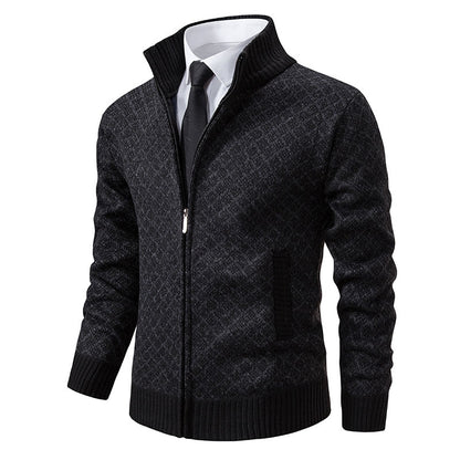 Men's Plaid Knit Zip-Up Cardigan Sweater (photo 11)