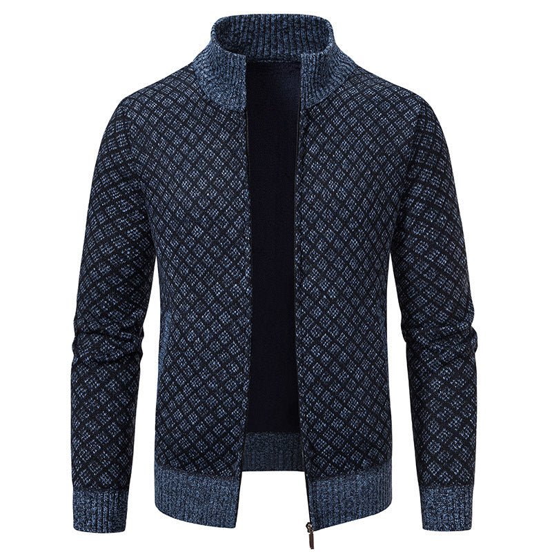 Men's Plaid Knit Zip-Up Cardigan Sweater (photo 12)