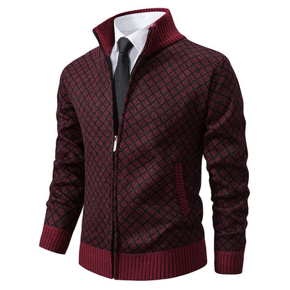 Men's Plaid Knit Zip-Up Cardigan Sweater (photo 15)
