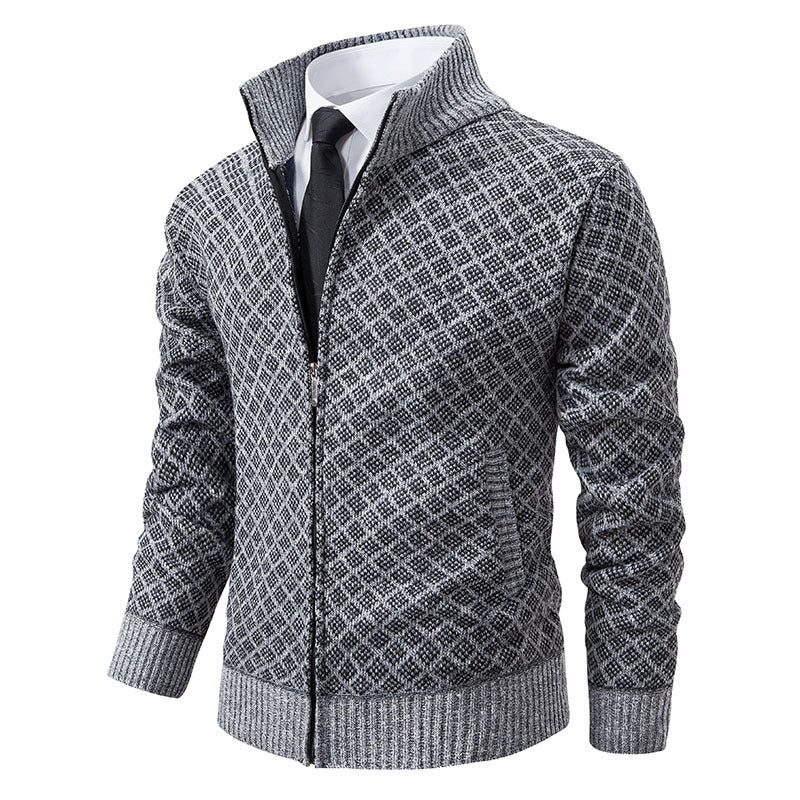 Men's Plaid Knit Zip-Up Cardigan Sweater (photo 13)