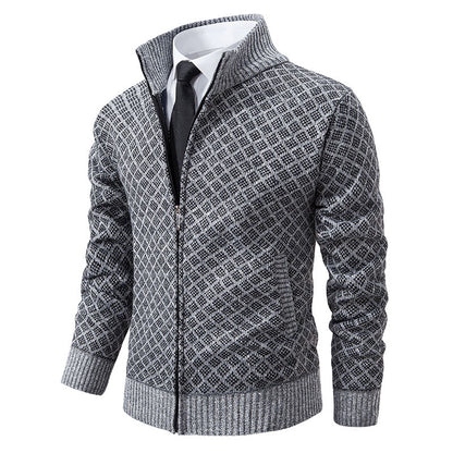 Men's Plaid Knit Zip-Up Cardigan Sweater (photo 13)