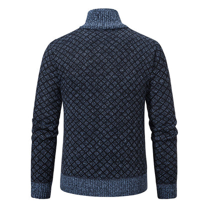 Men's Plaid Knit Zip-Up Cardigan Sweater (photo 2)