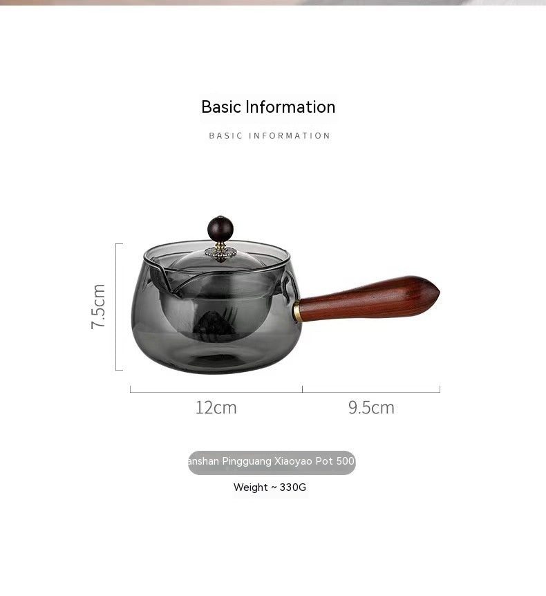Rotating Glass Teapot with Infuser and Wooden Handle (photo 11)