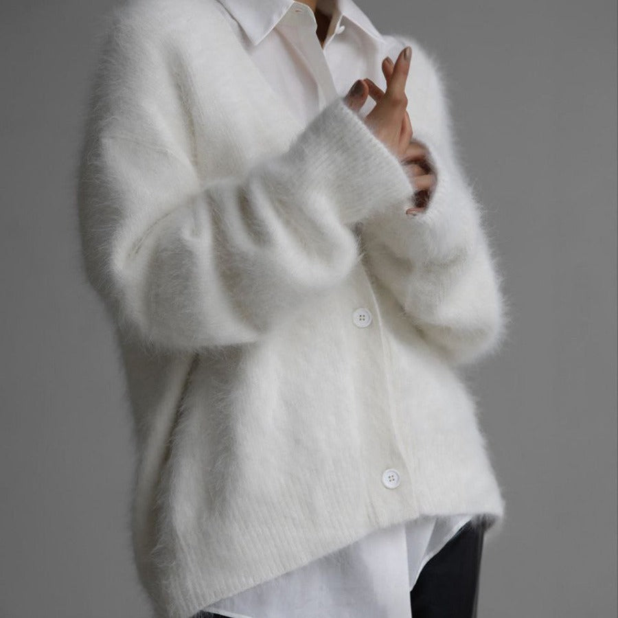 Women's Loose V-Neck Button Knit Cardigan (photo 3)