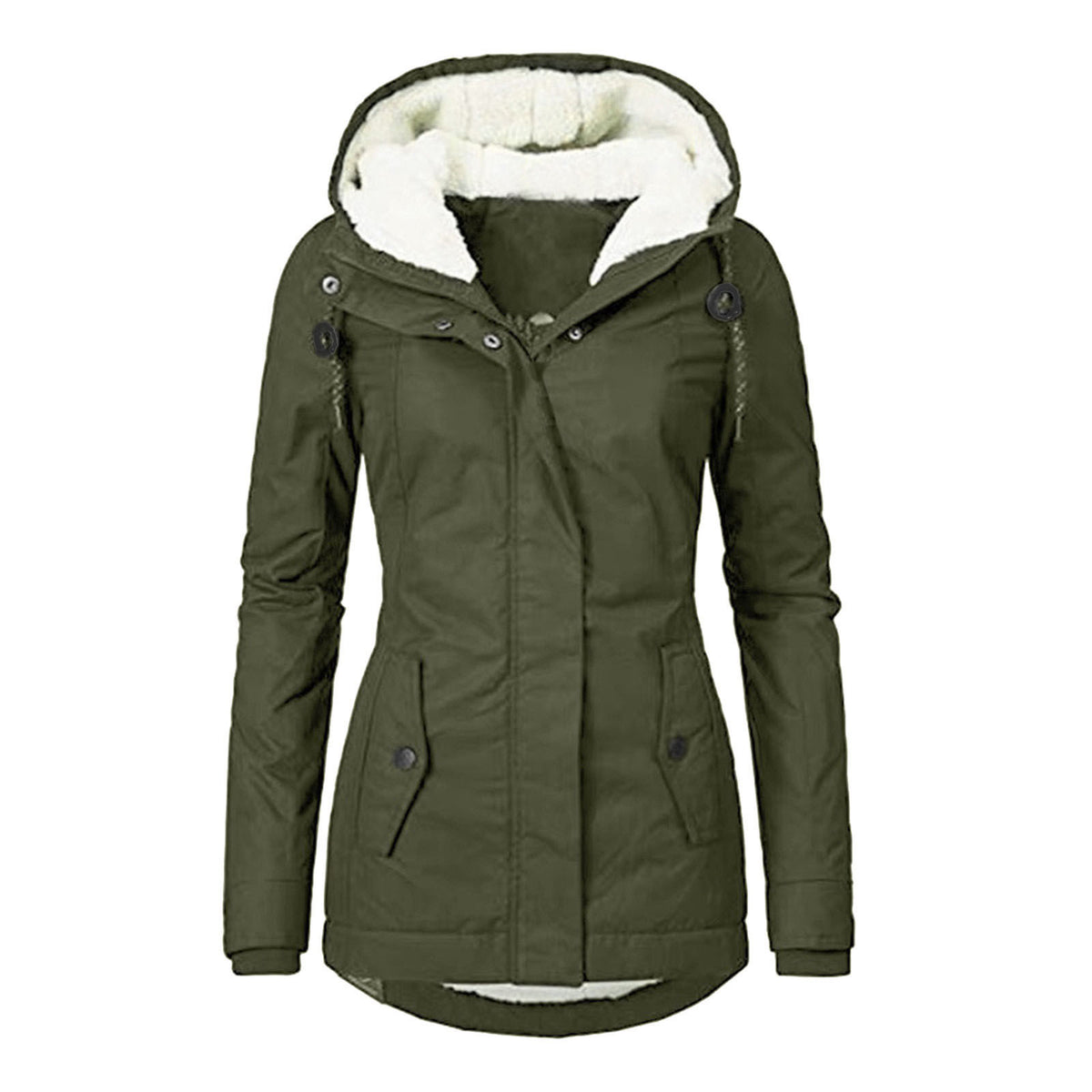 Women's Hooded Fleece Zip Jacket with Buckle (photo 17)