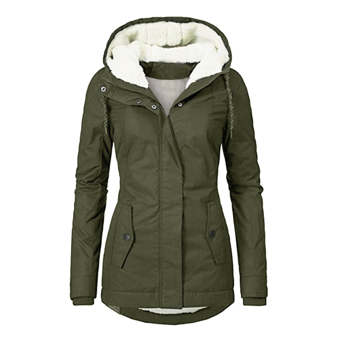 Women's Hooded Fleece Zip Jacket with Buckle (photo 18)
