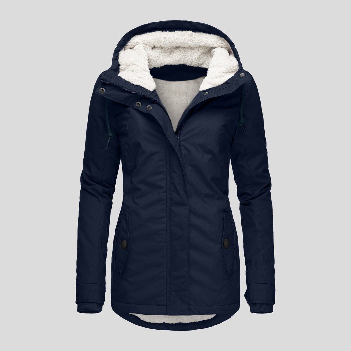 Women's Hooded Fleece Zip Jacket with Buckle (photo 21)