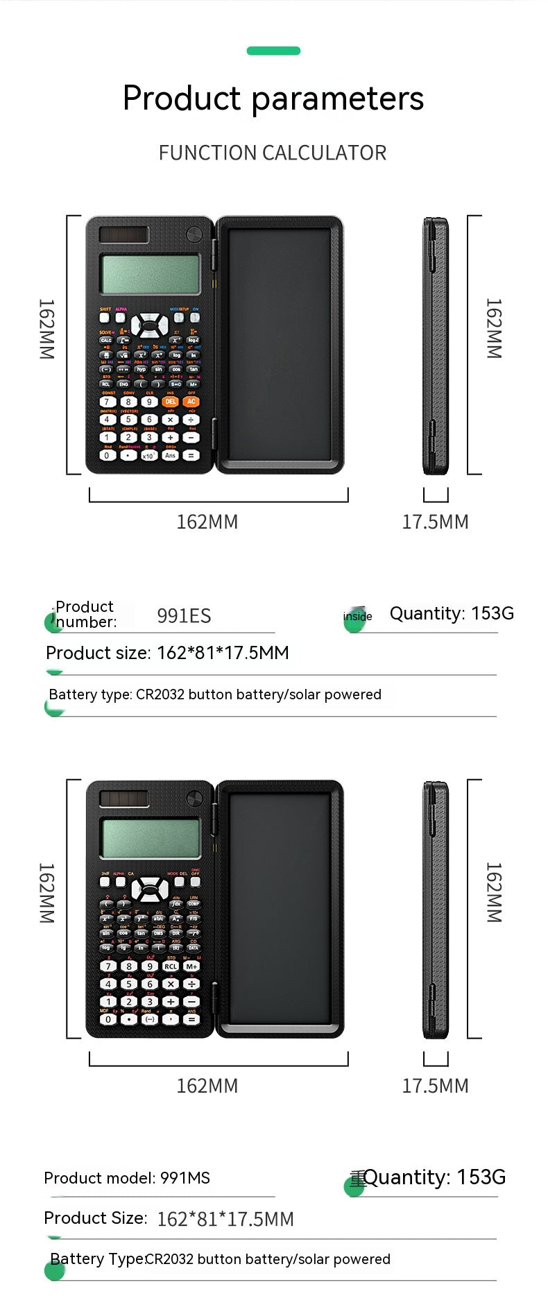 Foldable Scientific Calculator with LCD Writing Pad (photo 11)