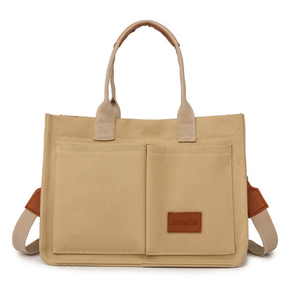 Multi-Pocket Canvas Tote and Shoulder Bag (photo 23)