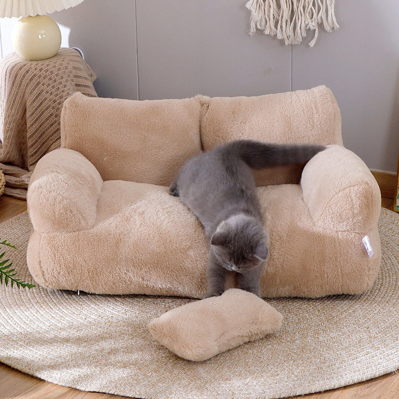 Plush Cat Sofa Bed with Pillow (photo 7)