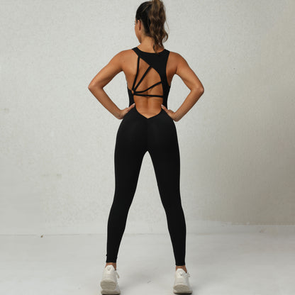 Women's Sleeveless V-Back Yoga Jumpsuit (photo 5)
