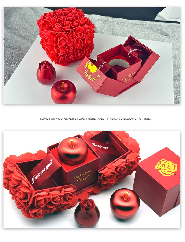 Soap Rose Gift Box with Crystal Pendant Necklace (photo 9)