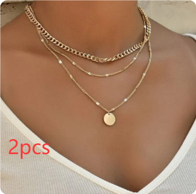 Women's Layered Disc Pendant Necklace (photo 8)