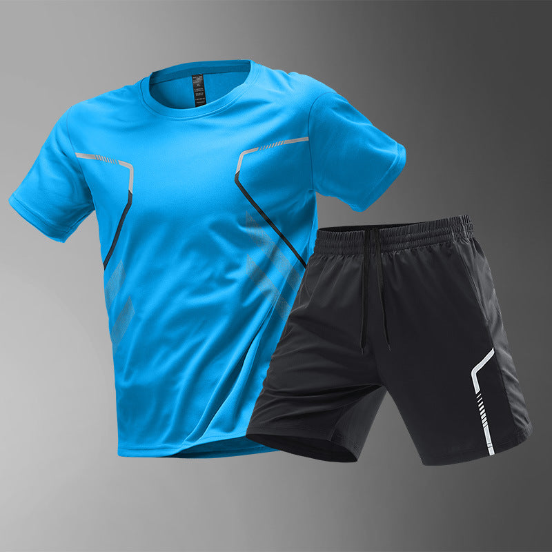 Men's Color-Block Sports T-Shirt and Shorts Set (photo 9)